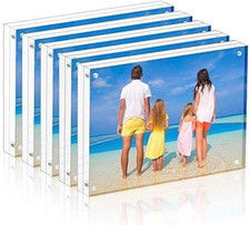 Meetu Acrylic Picture Frame 4x6,Clear Freestanding Double 4x6  5 Pack , Clear