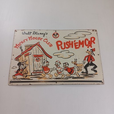 MCM 1950's Walt Disney Mickey Mouse Club House Original Sign Goofy Pluto 16x24''