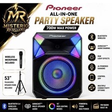 Pioneer PSX615 700W 15" Bluetooth Party Speaker RGB LED Auracast Mic  Stand
