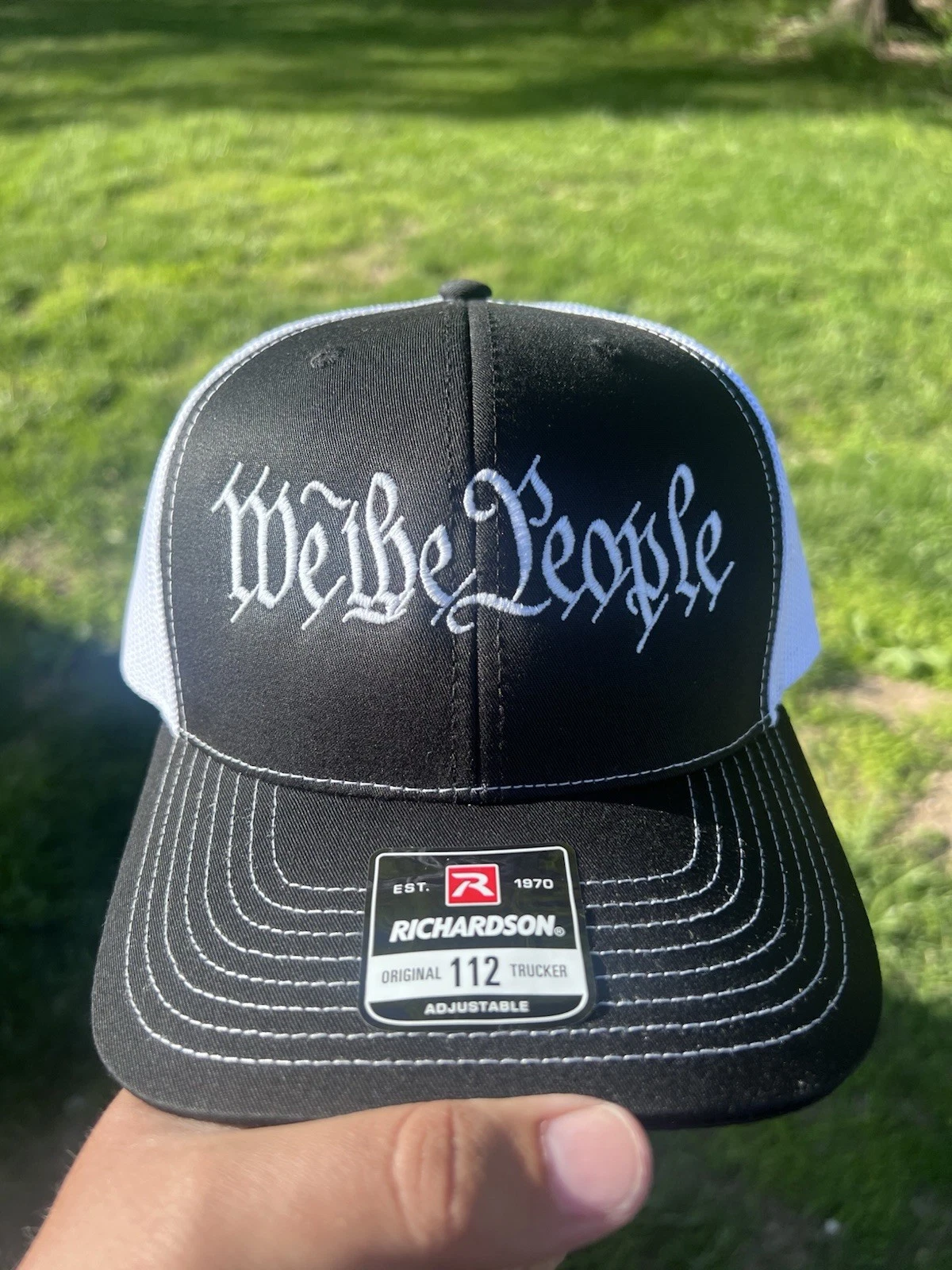 We The People Richardson 112 Trucker Cap Hat Mesh Snapback Black And White