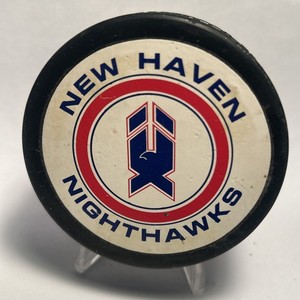 Vintage New Haven Nighthawks AHL Official Hockey Puck Made In Czech