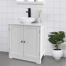 24" Sink Storage Cabinet, Bathroom Cabinet, White Undermount Sink Organizer
