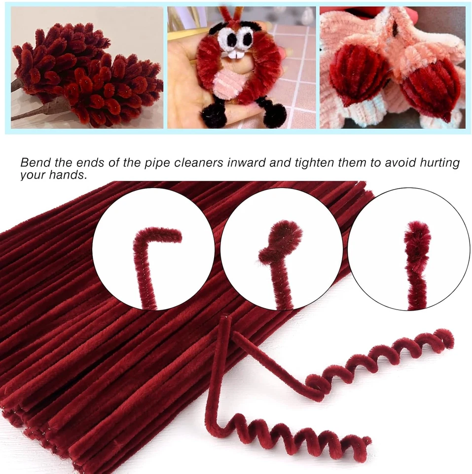 Pfeifenreiniger Weinrot Chenilledraht Basteln 100 Stück 30cm 6mm Handwerksprojek - Bild 3 von 4