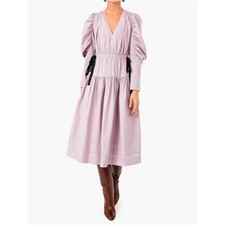 Ulla Johnson || Althea Midi Dress Tie Waist Puff Sleeve in Tanzanite Purple 6