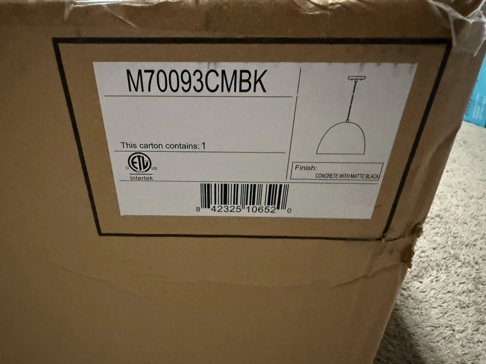 Colgante Savoy House 1 Luz, Piedra Áspera Hormigón y Negro Mate - M70093CMBK Foto 3 de 4