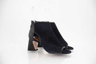 DONALD J PLINER Ennia Perforated Suede Leather Open Toe Heels Bootie 6.5 M Black