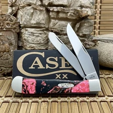 Case XX USA Beautiful Black Salmon Mica Pearl Stainless Trapper Pocket Knife