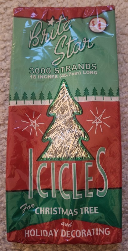 Vtg unopened bx  BRITE STAR icicles for xmas tree 3000 strands 18" L USA