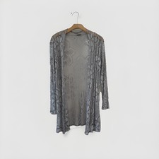 Nueva Colección Suéter OS Gris Crochet Floral Encaje Cárdigan Frente Abierto Festival