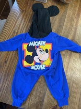 Vintage Mickey Mouse Toddler Outfit Blue With Ears See Measurements Sweatsuit