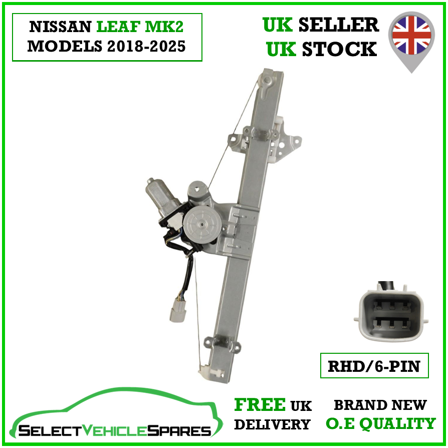 NEW NISSAN LEAF MK2 DRIVERS RIGHT FRONT WINDOW REGULATOR & MOTOR (RHD) 2018-2025
