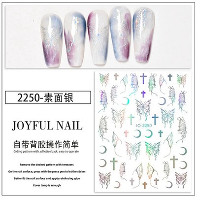 Dark Butterfly Nail Stickers Black White Hollow Butterfly Ins Style Design Nail 