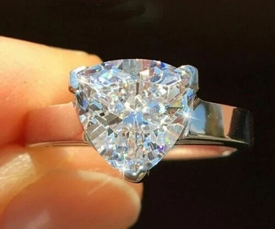 Diamondsgems Ring 925 Sterling Silber Trillion 3,40ct VS1 Weiß Gold