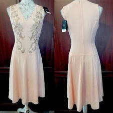 Next Occasions Dress UK 10 NWT Pale Peach Chiffon Feel Embellished TailorRP £60