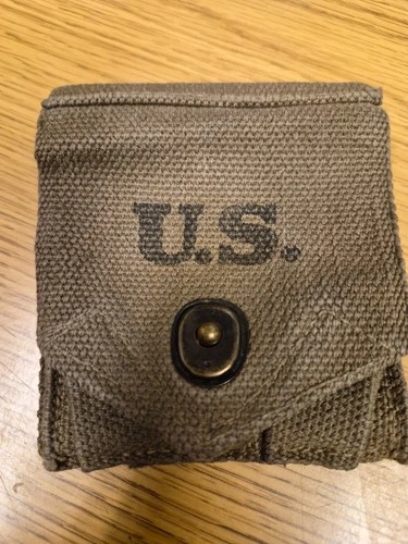 World War II Era WW2 US Military M1911 Double Magazine Pouch Dated 1942 WOW!!!