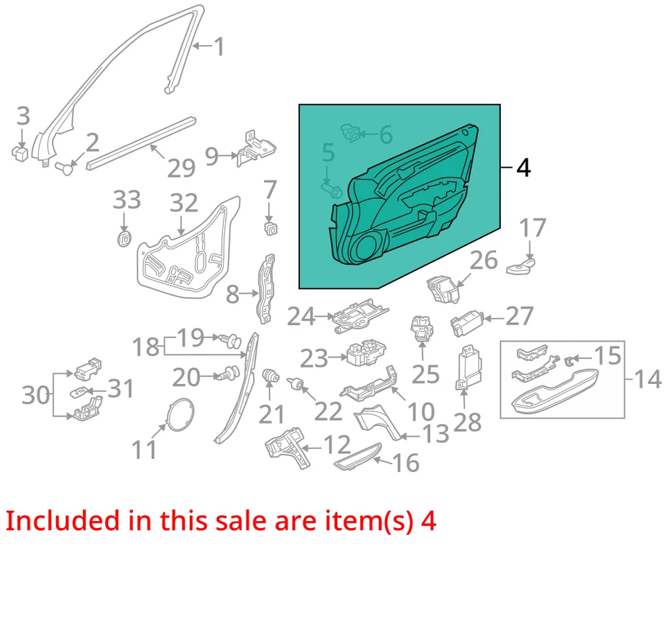 Panel de puerta NOS 12-14 Acura TL OEM 83551-TK4-A15ZE NUEVO OEM Foto 3 de 4