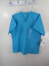 New Cherokee Scrub Top Size XS Blue TRQW Color V Neck Short Sleeve Pocket