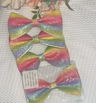 Rainbow Glitter Weissman Boutique Hair Bow Rainbow Clip Glitter Shimmer