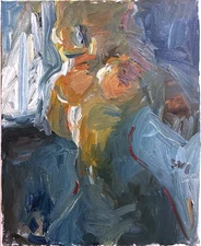 Oil Painting Portrait Girl Boudoir Interior 16"x20" Canvas Original Signed BVC