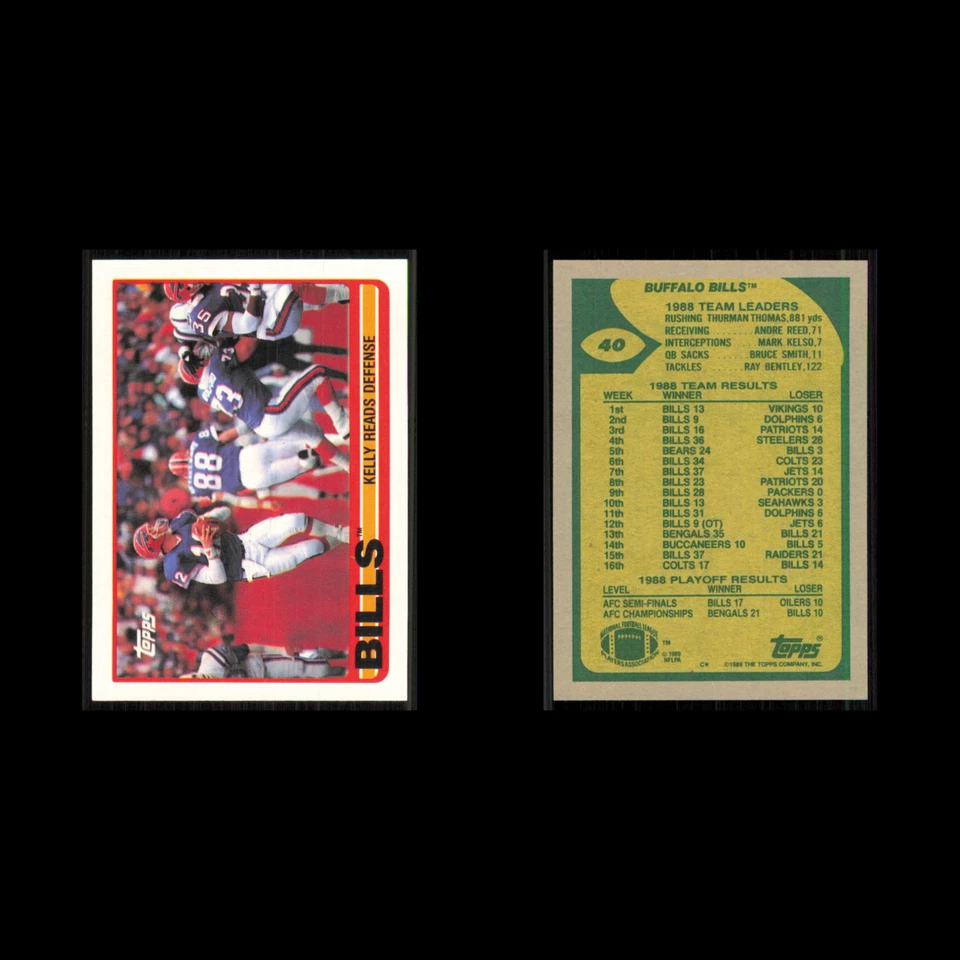 Bills Team Leaders (Kelly Reads Defense) #40 1989 Topps Buffalo Bills Football - Image 3 of 3