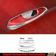 For Ford Mustang 2015-23 Silver Chrome Exterior Side Door Bowl Frame Cover Trim