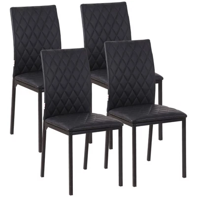 HOMCOM Lot de 4 chaises de salle à manger 50x41x91cm Noir - Photo 1/4
