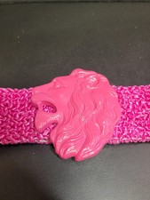 Vintage 1980s Lion Head Pink Stretch Belt