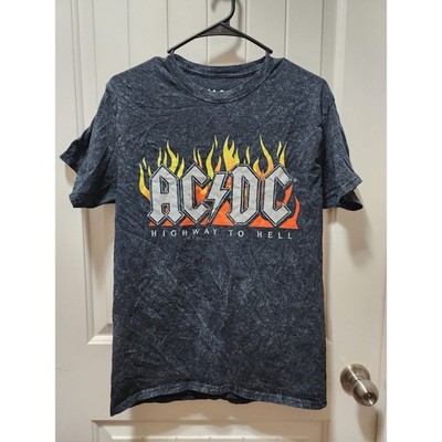 AC/DC HIGHWAY TO HELL BLACK STONE WASHED T-SHIRT SIZE M SHORT SLEEVE