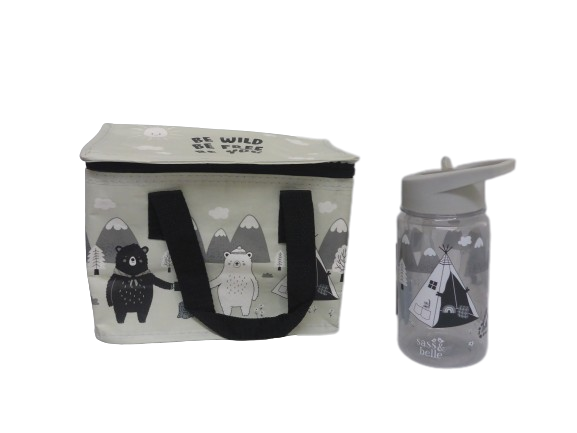 Sass & Belle Bear Adventure Cooler Lunch Bag + Water Bottle School Kids Adult