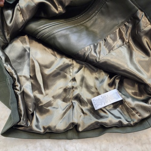 d&co Jacke Blazer Med Olivgrün Kunstleder Stretch Taschen Komfort Full Zip - Bild 10 von 12