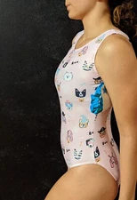 NWT Destira Gymnastics Leotard Printed Multi-Color Size AXS