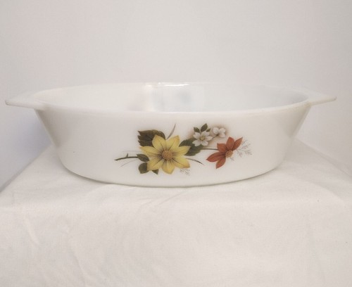 Pyrex JAJ Autumn Glory Casserole Serving Dish Vintage 524 England Oval Flowers - Picture 9 of 14
