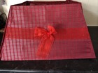 Red Tartan Square Christmas Tree Skirt Stand Foldable Xmas Tree Cover Tidy A1