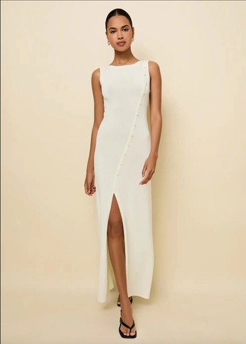 Abito Mila tinta unita e a righe ecrù bianco panna X-Small XS nuovo con etichetta - Foto 2 di 13