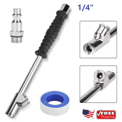 2×Dual Head Air Chuck 1/4" FNPT Straight Foot Lock On Truck RV Tire Inflate Chuc - Picture 2 of 17