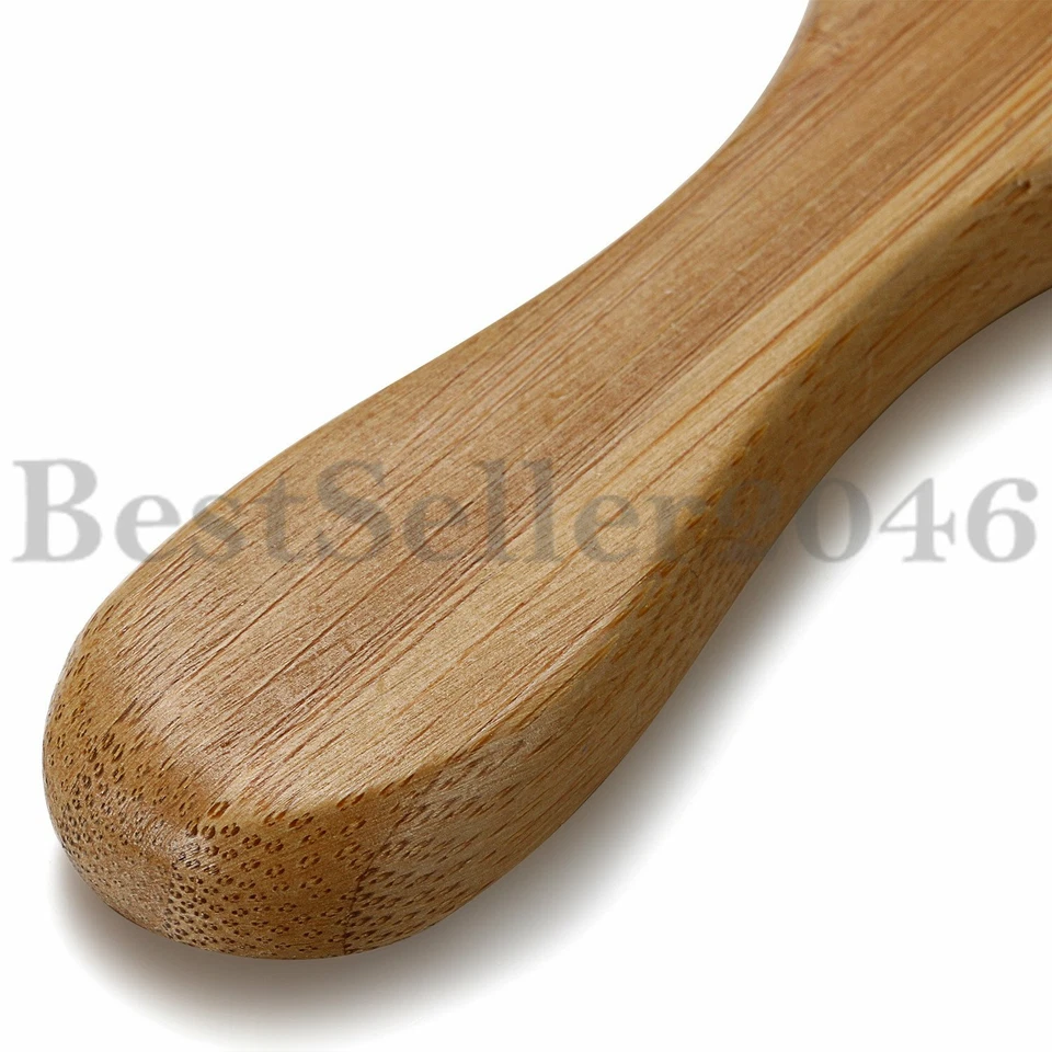 Handmade Natural Wooden Massage Head Scalp Straight Curly Hair Vent Brush Comb - Image 4 of 4
