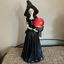 Witch with Light Up Crystal Ball Figurine 16  Halloween Decor Statue NEW