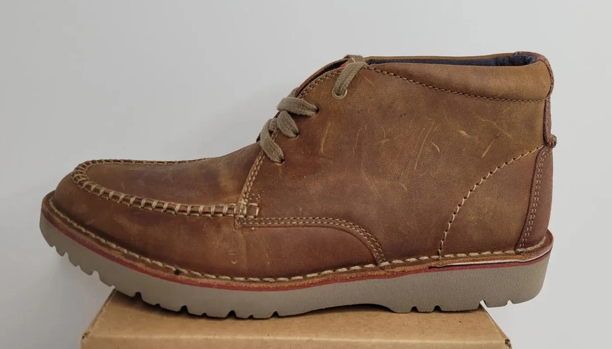 Clarks Mens Vargo Apron Dark Tan Leather Size 8 15522 Ankle