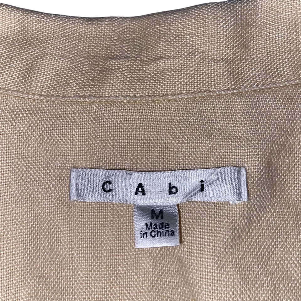 CAbi 100% Linen Safari So Good Long Line Loose Suiting Office Blazer Size Medium - Image 4 of 4