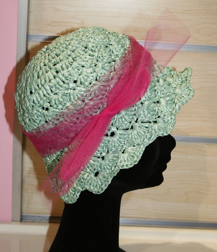 CAPPELLO DA DONNA DI RAFIA ALL'UNCINETTO ESTIVO STILE RETRO' VERDE PAGLIA |  eBay