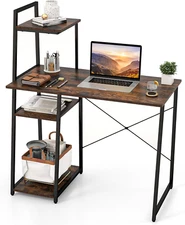 Computer Desk with Shelves, Space Saving Home Office Desk with 3-Tier Ladder Sha