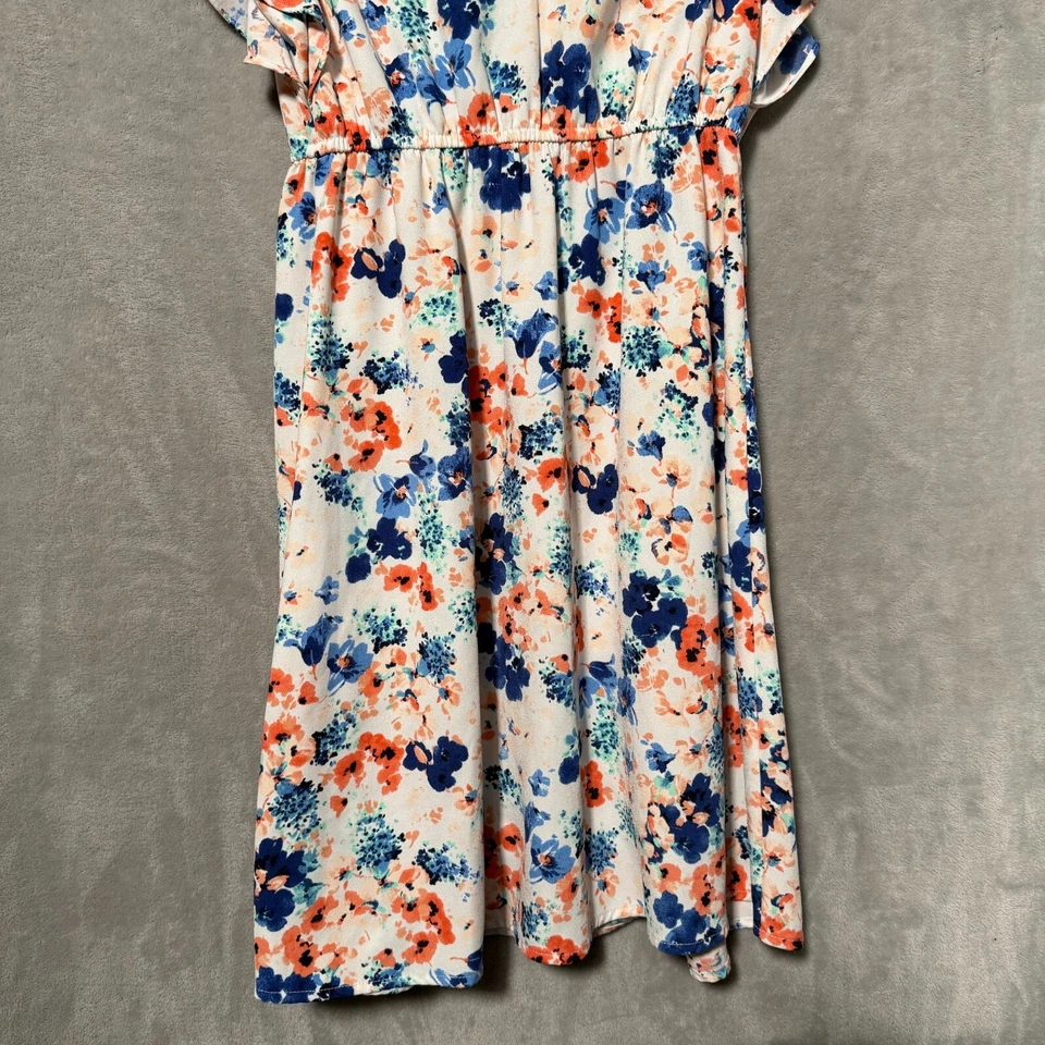 Vestido Merona Blusa Midi Para Mujer XS Multi Floral Volantes Manga Acampanada Lazo Atrás Foto 4 de 4