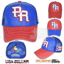 PR Embroidery Puerto Rico Trucker PU Mesh Cap with Puerto Rico Flag Side Cap Hat