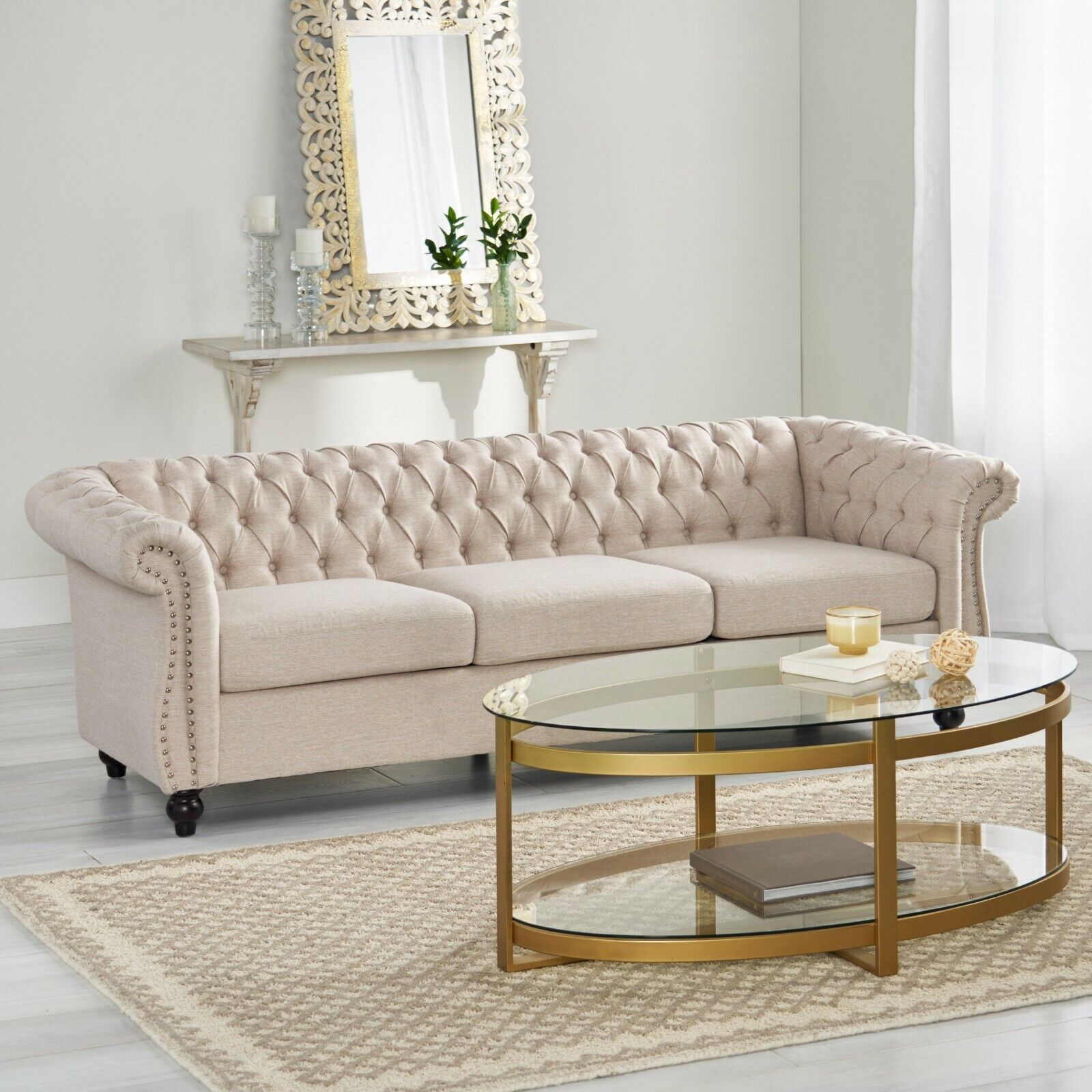 Adetokunbo Tufted Chesterfield 3 Seater Sofa