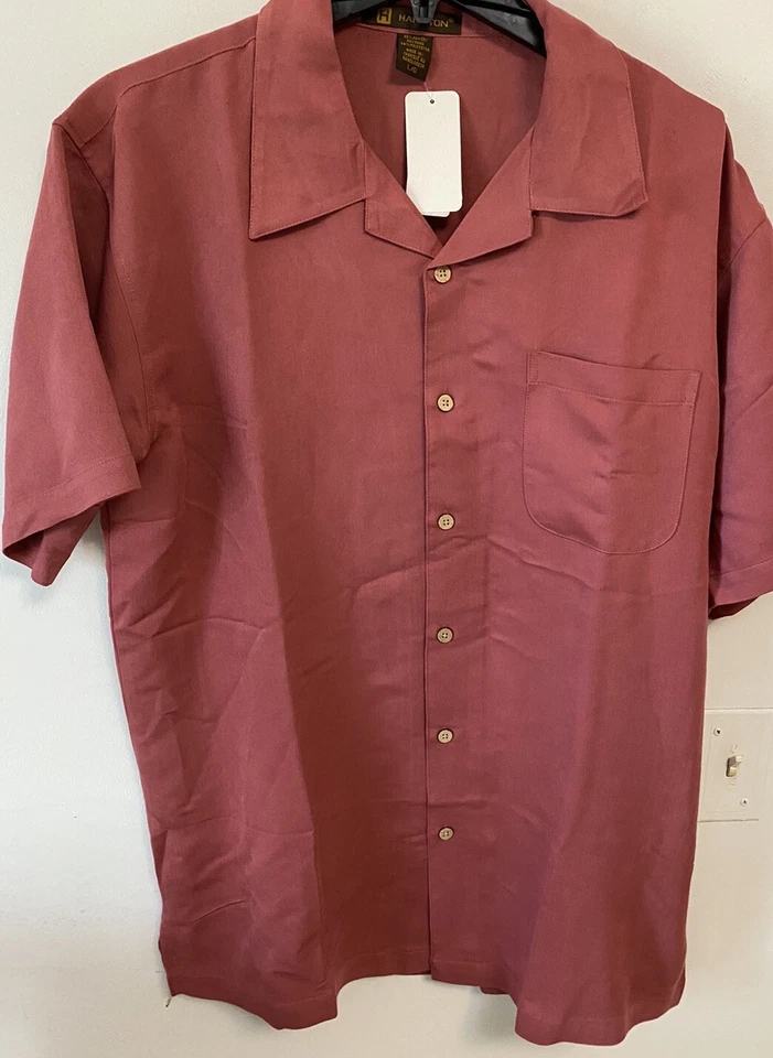 Camp Shirt Harriton Men's Tile Red Bahama Cord Size Large New - Image 2 of 4