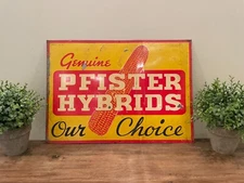 Original Antique Pfister Hybrids Steel Sign