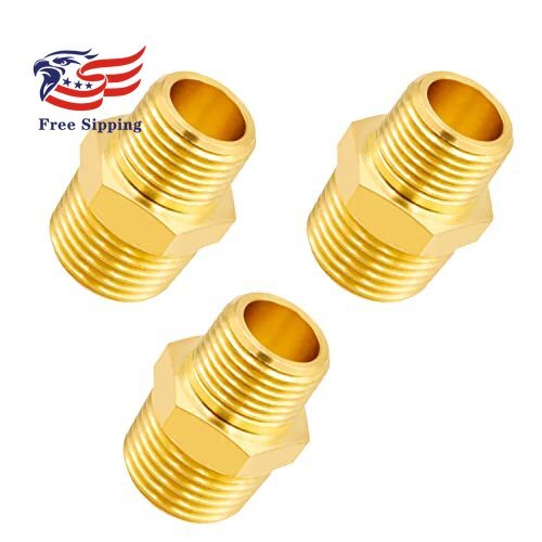 Brass Pipe Fitting 3/8"NPT Male x 1/2"NPT Male Threaded Coupler Nipple (3PCS)