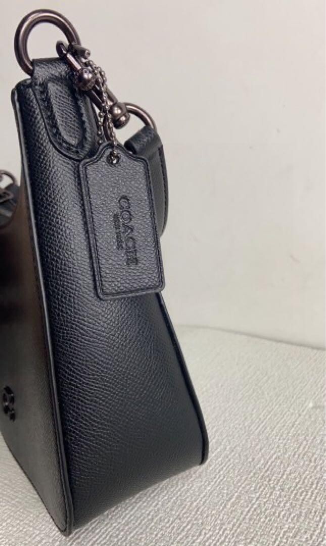 COACH Hobo Crossbody Signature Canvas Interior Black CJ842 Outlet