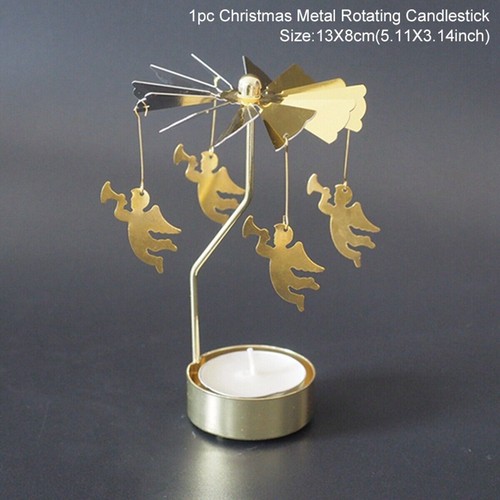 SILVER Metal Rotating Spinner Carousel Candle Tea Light Holder Table Xmas Decor~ - Picture 9 of 13