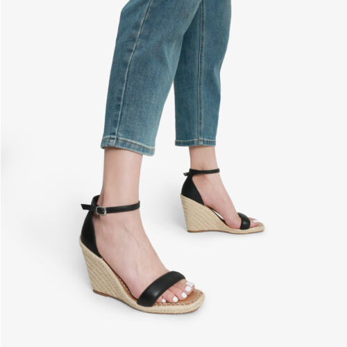 Women Wedges Sandals Espadrilles Ankle Strap Square Toe Beach Walking Sandals - Picture 2 of 12
